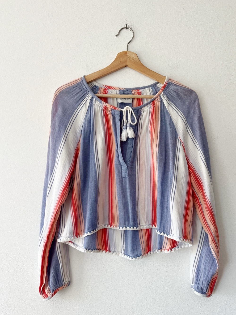 SAYLOR | Striped Flowy Cropped Festival Shirt | L*